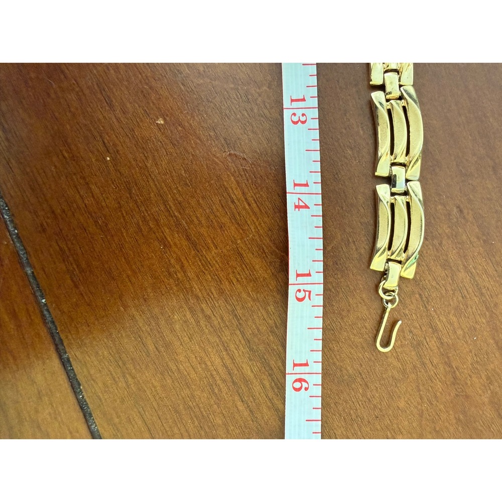 Crown Trifari Necklace Women OS Gold Excellent Vintage Triple Ribbed Link Collar - Picture 5 of 5